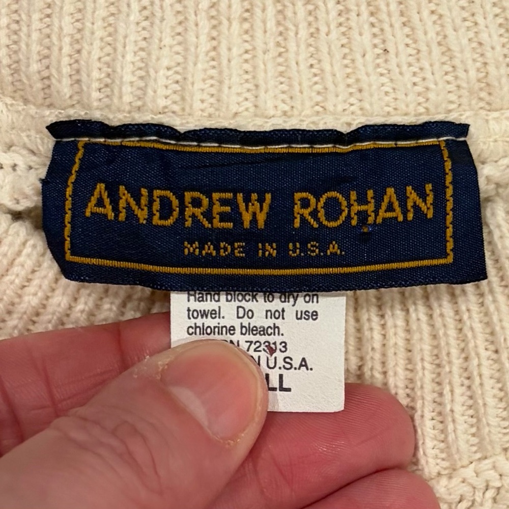 Vintage Andrew Rohan “Alaska” 100% Cotton Crewneck Sweater Made in USA Small USA - Picture 6 of 8